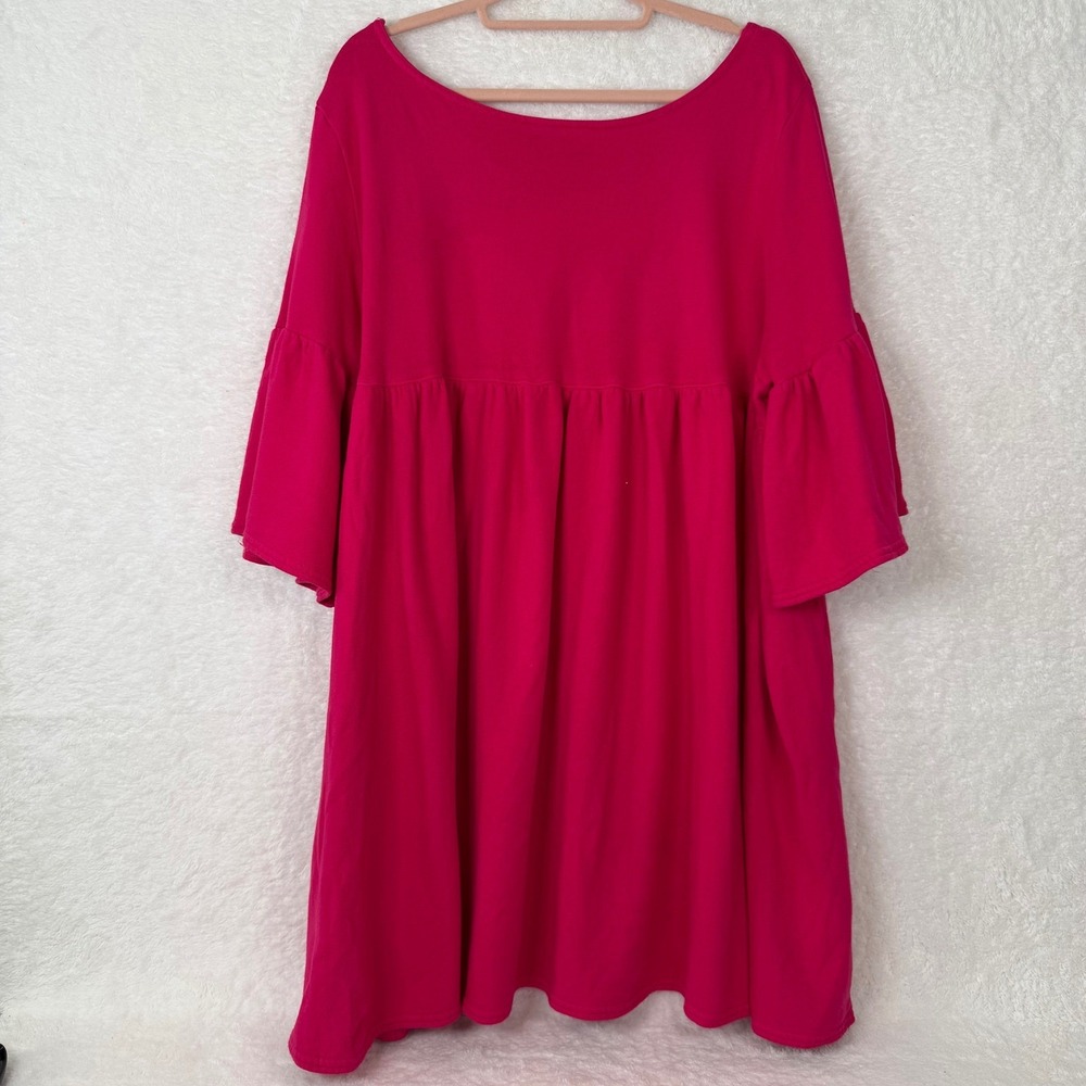 Bryn Walker Tunic Women OS Pink Bell Sleeve Bamboo Organic Cotton Ruffle Top - Picture 6 of 8